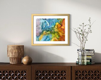 Original Abstract Artwork Framed Watercolor Mixed Media Painting - I Am Here
