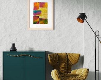 Original Abstract Artwork Watercolor Collage Painting - Yellow Vibes