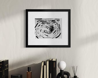 Original Abstract Artwork Charcoal Drawing - Beneath the Surface