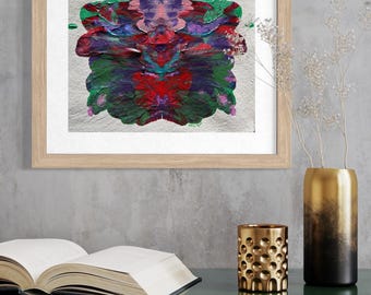 Original Abstract Artwork Acrylic Painting-Fantasy Flower Green Red