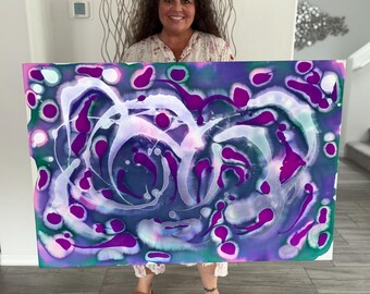 Original Abstract Artwork Watercolor Painting-Cosmic Dance 32x48