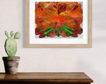 Original Abstract Artwork Acrylic Painting-Fantasy Flower Orange Yellow