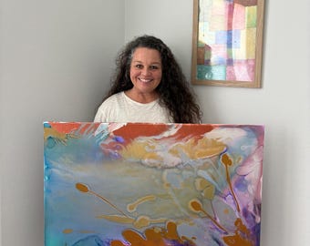 Original Abstract Artwork Watercolor Painting-Infinite Whispers 24x36