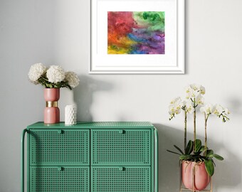 Original Abstract Artwork Watercolor Mixed Media Painting - Lets Get Together