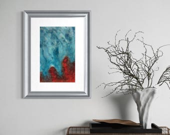Original Abstract Artwork Watercolor Mixed Media Painting - Red Tide