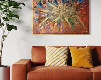 Original Abstract Artwork Watercolor Acrylic Mixed Media Painting-Core Shock 32x48