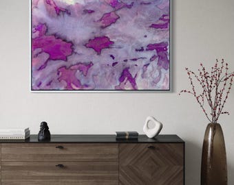Original Abstract Artwork Watercolor Painting-Amethyst Skies 48x32