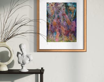 Original Abstract Artwork Watercolor Mixed Media Painting - Just Keep Swimming