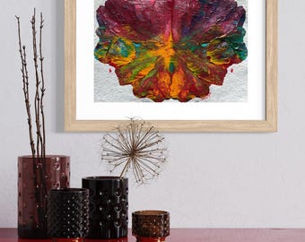 Original Abstract Artwork Acrylic Painting-Fantasy Flower Fuchsia Orange