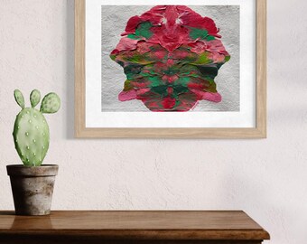 Original Abstract Artwork Acrylic Painting-Fantasy Flower Green Pink