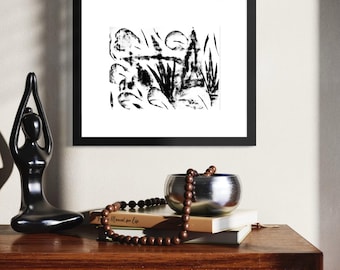Original Abstract Charcoal Drawing – The Outdoors Artwork