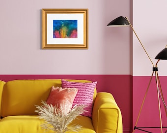 Original Abstract Artwork Watercolor Mixed Media Painting - Where the Rainbow Ends