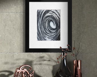 Original Abstract Artwork Charcoal Drawing - Entangled Progress