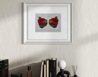 Original Artwork Acrylic Painting-Red Green Butterfly Wings