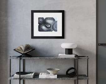 Original Abstract Artwork Charcoal Drawing - Convergence