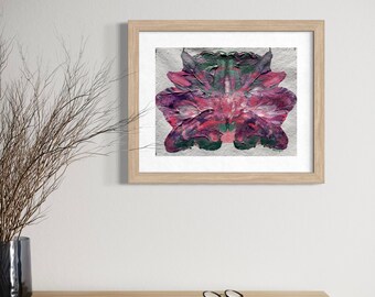 Original Abstract Artwork Acrylic Painting-Fantasy Flower Pink Green