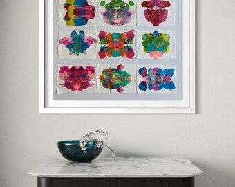 Original Abstract Artwork Framed Acrylic Painting-Bugs and Botanicals lV