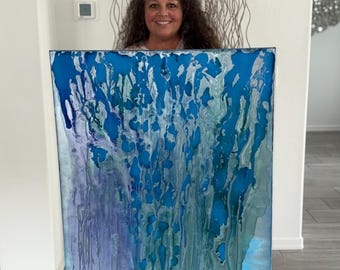 Original Abstract Artwork Watercolor Painting-The Weight of Water 32x48