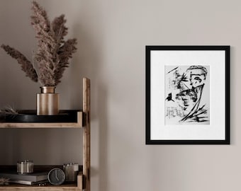 Original Abstract Artwork Charcoal Drawing - Free Falling