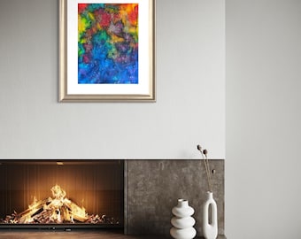 Original Abstract Artwork Watercolor Mixed Media Painting - Celebration