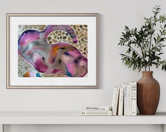 Original Abstract Artwork Watercolor Mixed Media Painting - Resonate Flow