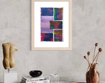 Original Abstract Artwork Watercolor Collage Painting - Purple Vibes
