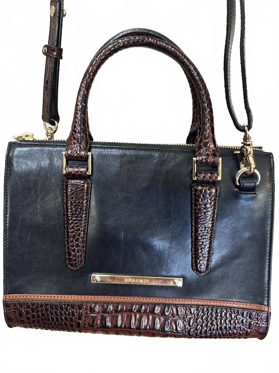 Brahmin Brown Leather Croc Embossed Satchel Handbag  Brahmin Brown Croc-Embossed Satchel main image 2