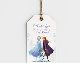 Frozen Elsa & Anna Custom Thank You Cards: Personalized Favor Tags, 8ct