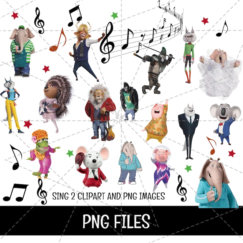 Sing 2 Alphabet Letters Clipart PNG Bundle Instant Download - Etsy