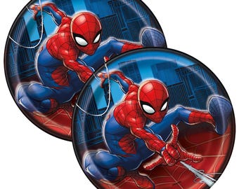 Spider-Man Paper Party Snack Plates 7"- 8ct -Spiderman Custom Cake Topper