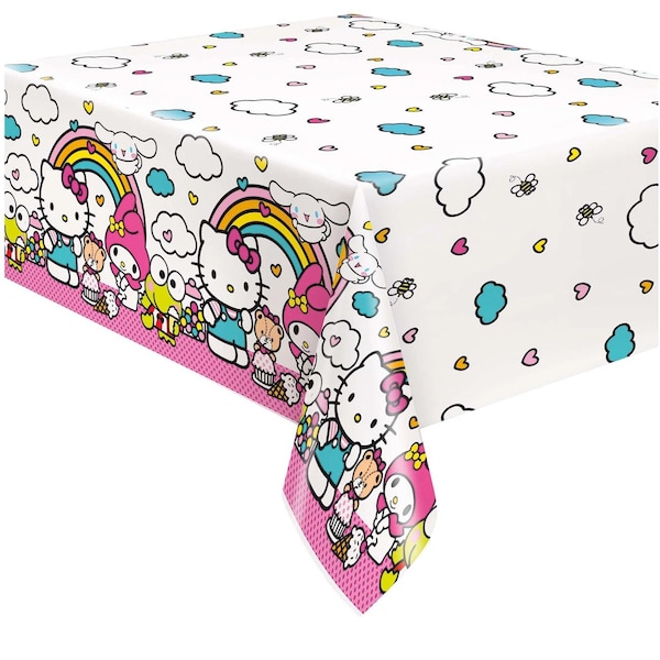 Officially Licensed Hello Kitty and Friends Birthday Rectangular Plastic Table Cover