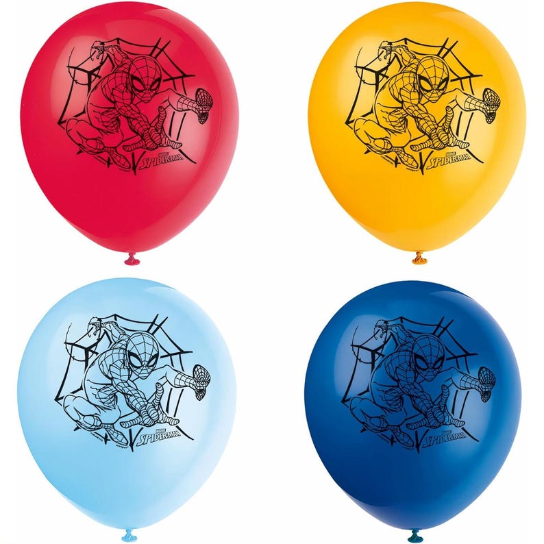 Spider-Man Party Latex Balloons- 12" 8 pcs -Spiderman Custom Cake Topper image 3