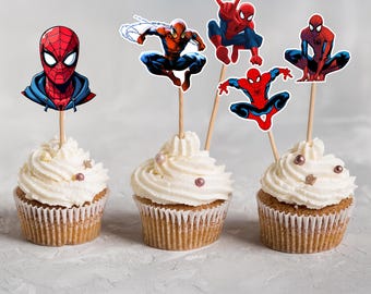 Spider-Man Cupcake Toppers – Superhero Birthday Party Picks