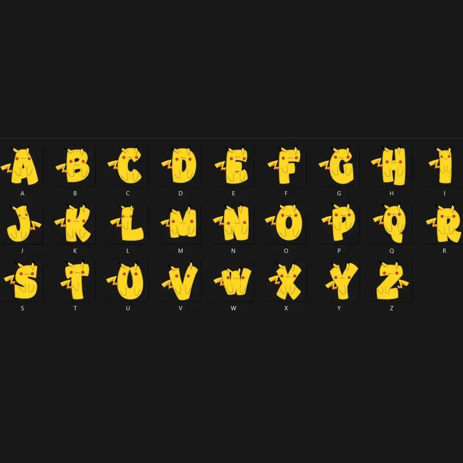 Pikachu Doodle Alphabet Letters PNG Bundle Instant Download - Etsy