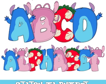 Stitch Doodle Alphabet Buchstaben PNG Bundle Sofort-Download