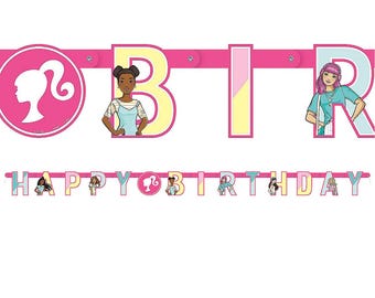 Officially Licensed Barbie Happy Birthday Jointed Letter Paper Banner