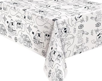 Ahoy Pirate Coloring Paper Table Cover, 54"x84"