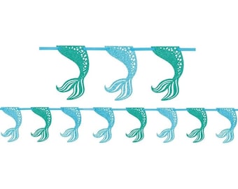 Mermaid Glitter Garland Banner, 9 ft