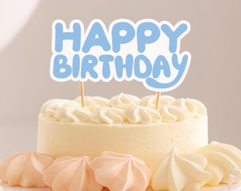 Blue Dogs Happy Birthday CardStock Cake Topper 7"