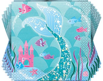 Mermaid Beverage Napkins, 16ct