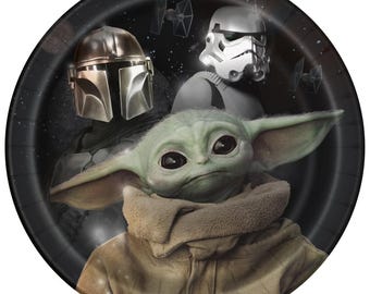 Star Wars Mandalorian The Child Round 9" Dinner Plates 8ct