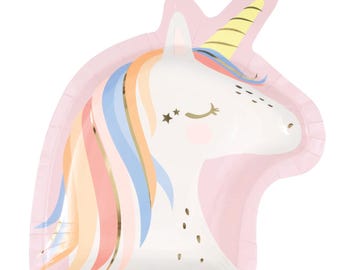 Dainty Unicorn Shaped Plates 9″, 8ct