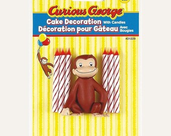 Curious George Cake Decoration with 6 Birthday Candles