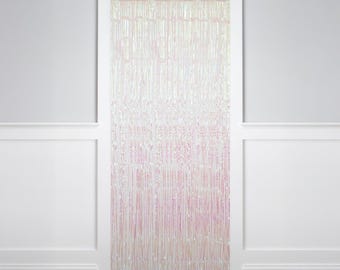 Iridescent Metallic Fringe Door Curtain, 3.25 ft x 6.5 ft