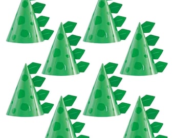 Blue & Green Dinosaur Party Hats – 8 Count Kids Birthday Party Favors