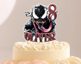 Venom Custom Name And Age CardStock Cake Topper 7"