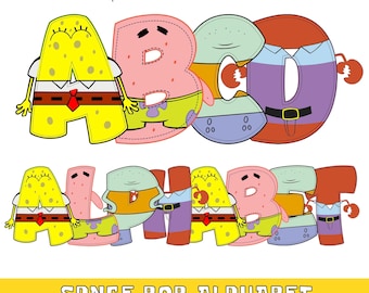 Pacchetto di lettere dell'alfabeto scarabocchio Spong Square Shorts PNG con download immediato