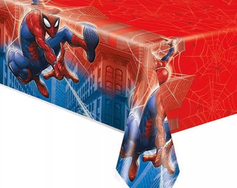 Spider-Man Plastic Table Cover 54" x 84" - Spiderman Custom Cake Topper