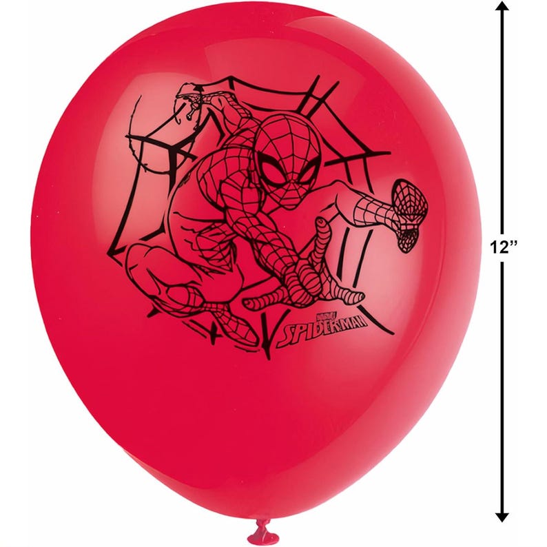 Spider-Man Party Latex Balloons- 12" 8 pcs -Spiderman Custom Cake Topper image 2