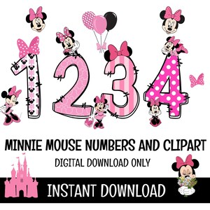 Paquete de letras y números del alfabeto de Minnie Mouse Doodle PNG, descarga instantánea imagen 3